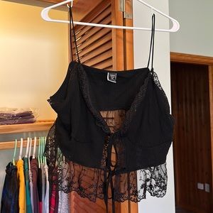 Spaghetti strap lace detail tank top